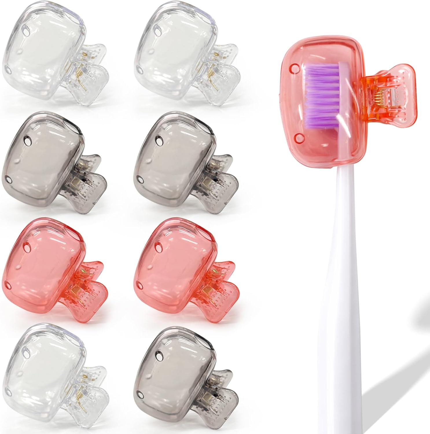 8-Pack Portable Toothbrush Cover Caps, Clip-On Toothbrush Head Protectors for Manual & Electric Toothbrushes, Travel Toothbrush Covers (Mutilcolor)