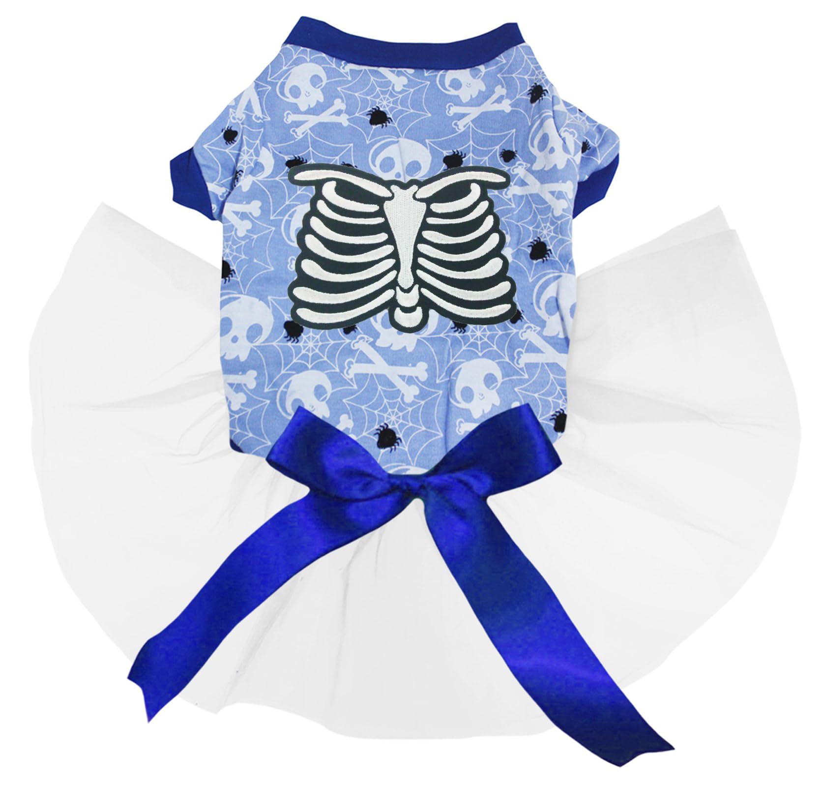 Robe squelette chiot Halloween XS costume os blanc chien