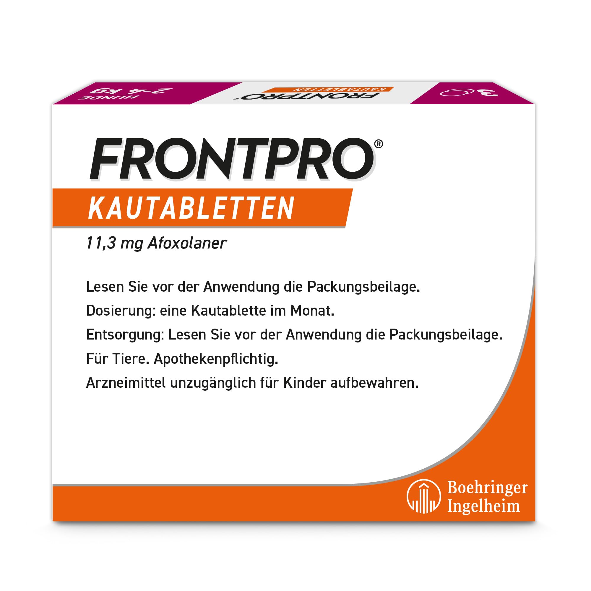 FRONTPRO Hund S - Kautablette gegen Zecken & Flöhe (Hunde 2 bis 4 kg) | 3x Kautabletten (2er Pack) für 6 Monate Schutz - schmeckt einfach mit oder ohne Futter - für kleine Hunde