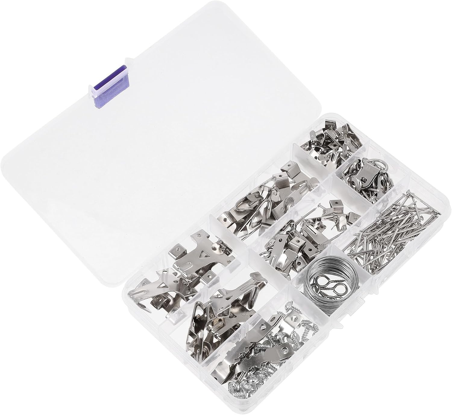 TEHAUX 220pcs Silver Picture Hanging Kit with Nails Heavy Duty Wall Picture Hangers Hooks for Frames and Photos Home Wall Mounting Hardware