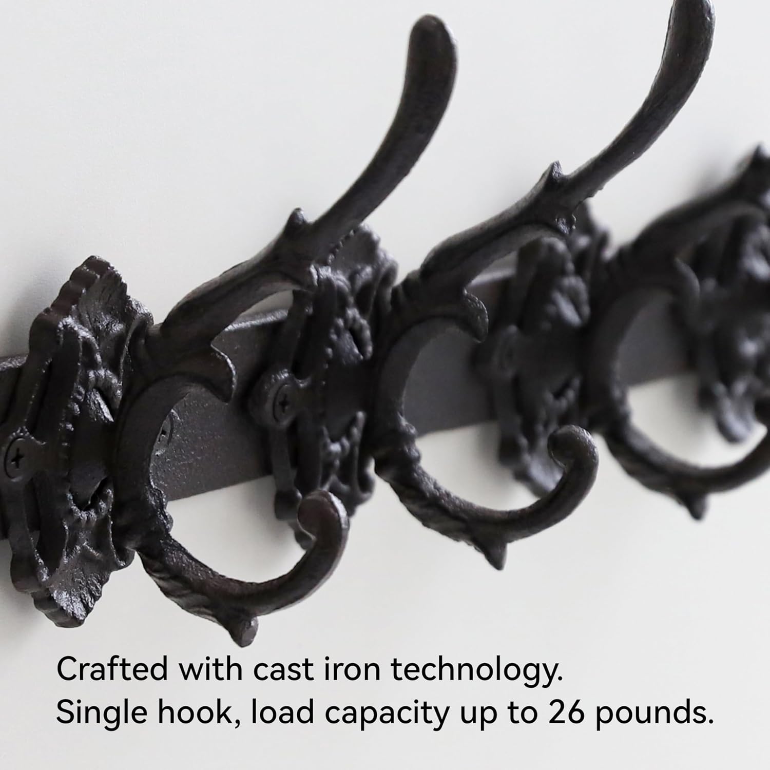 Cast Iron Wall Mounted Coat Hooks -Coat & Hat Organizer Hooks for Home Entryway 4 Hooks