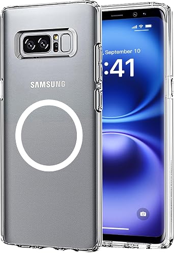 for Samsung Galaxy Note 8 Clear Case Magnetic, Anti-Yellowing 6.3-Inch Slim Fit Heavy Duty Protection Wireless Charging TPU & PC Cover withCamera Protection Lightweight Shockproof Anti-Slip Protective