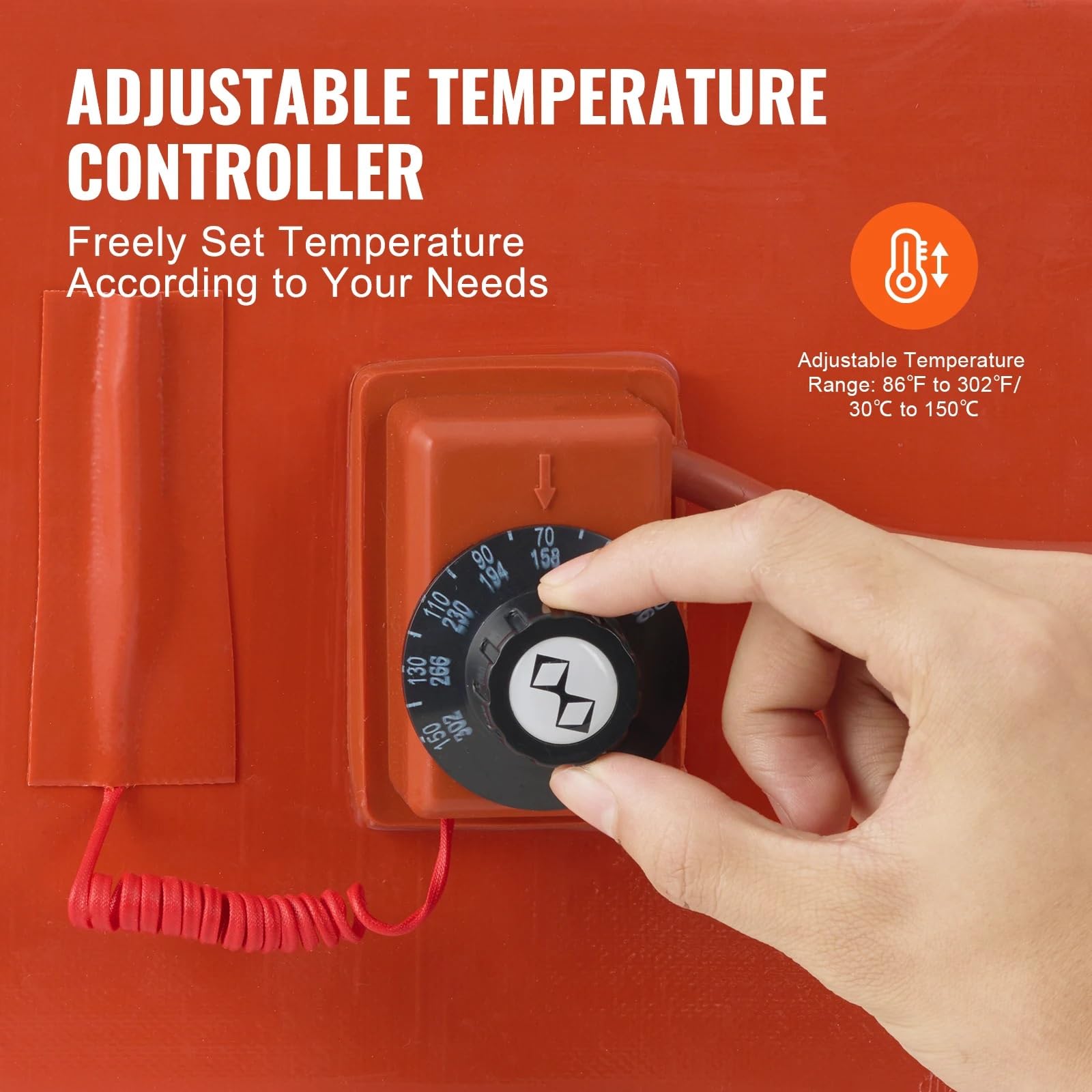 Metallfassheizung, 800 Watt, 7,75 Zoll Eimer for 5-Gallonen-Fässer, 86–302 °F, einstellbarer Thermostat, hocheffizientes Silikonfett Haltbarkeit, Effizienz(1200W 5in 55gal)