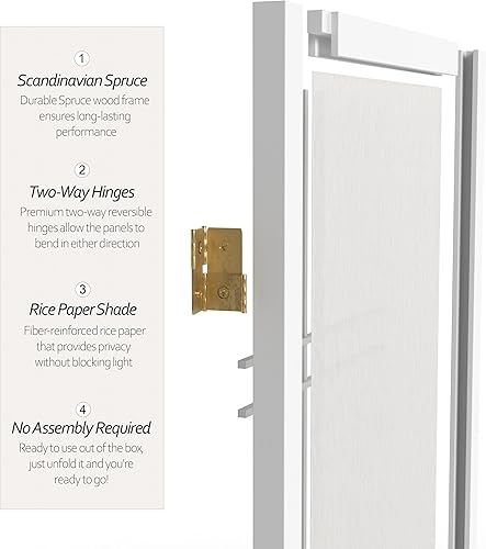 Miniatura 4 de Pantalla Shoji de doble cruz corta para escritorio de 2 pies - Blanco - 3 paneles