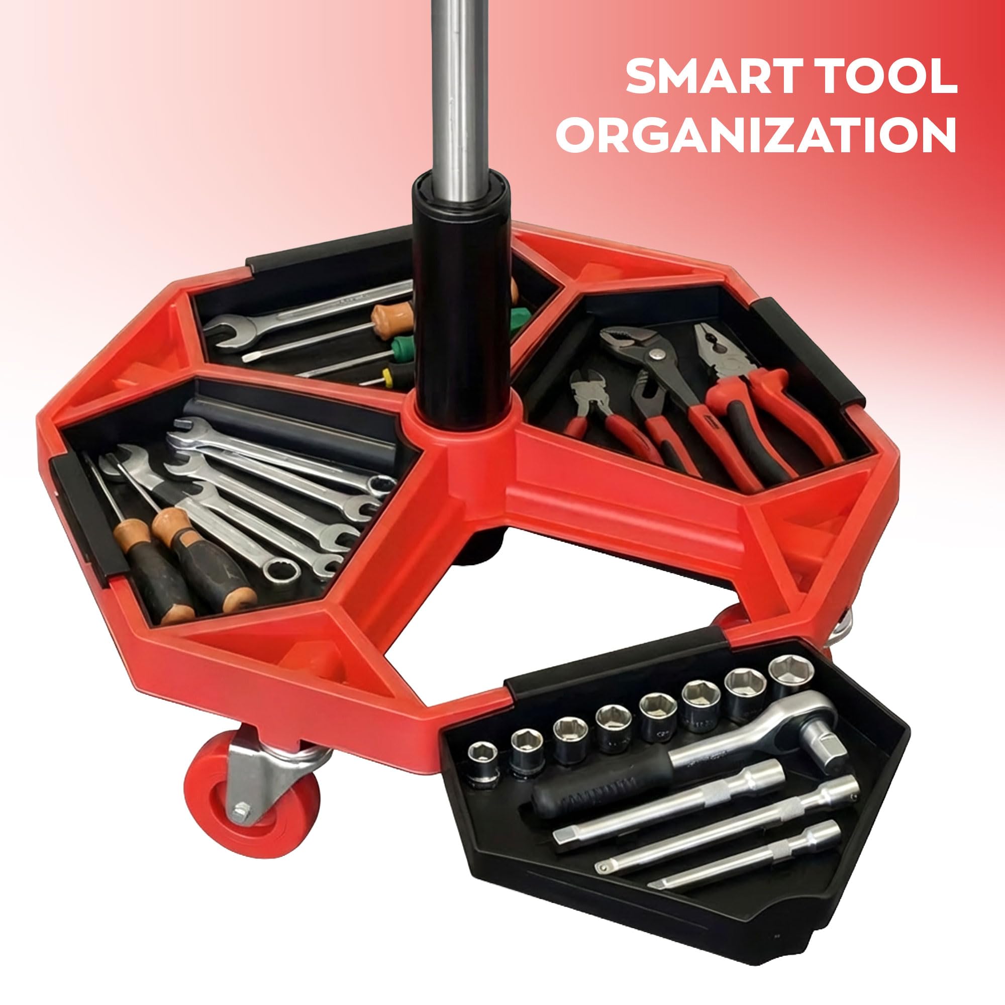BOUDECH® Mekatronix - Sgabello da Officina con Ruote e Vassoi Porta Attrezzi Portata 150 kg Sedia Meccanico Altezza Regolabile e Girevole