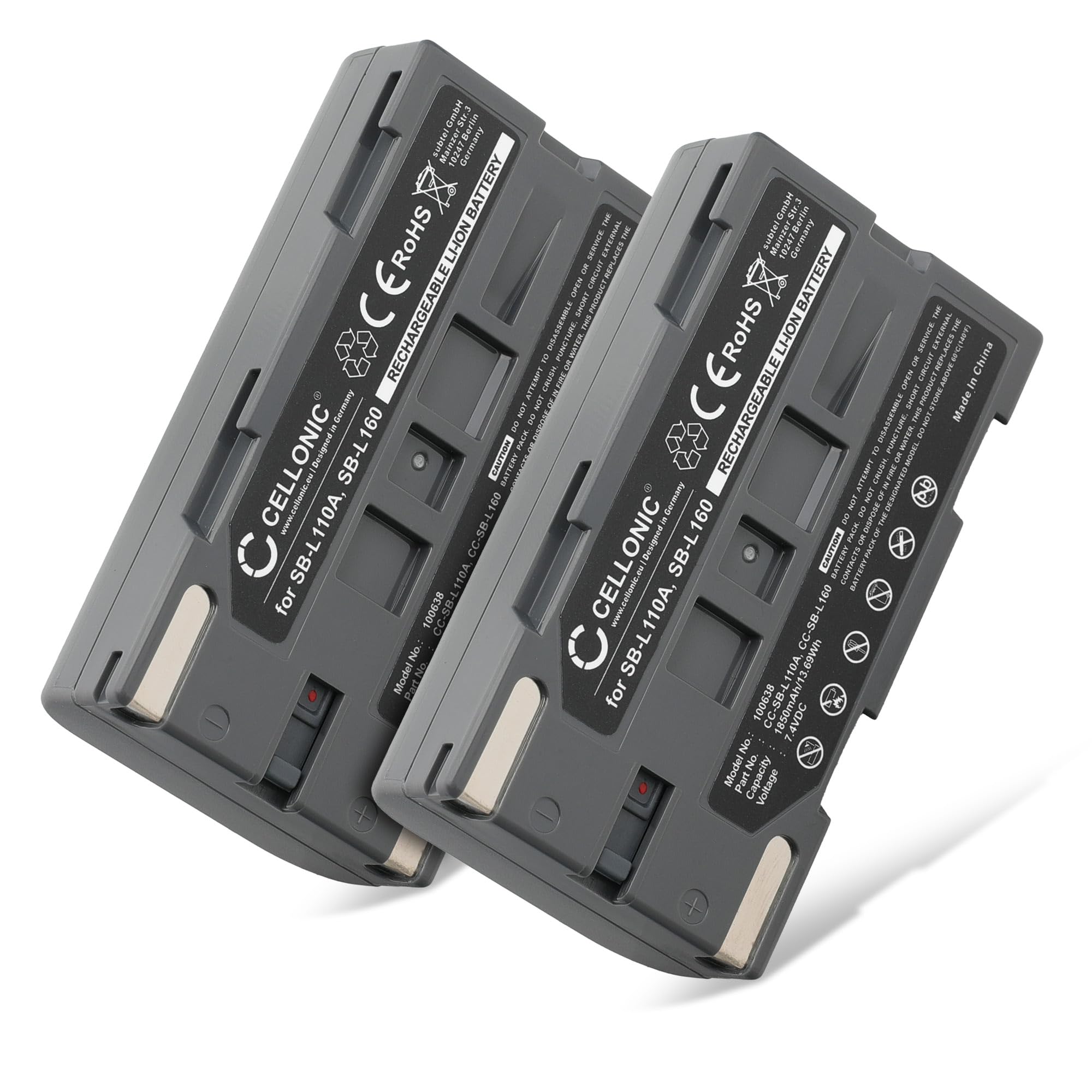 subtel 2X Akku kompatibel mit Samsung SC-D130, SC-D180, VM-A110, SB-L110A