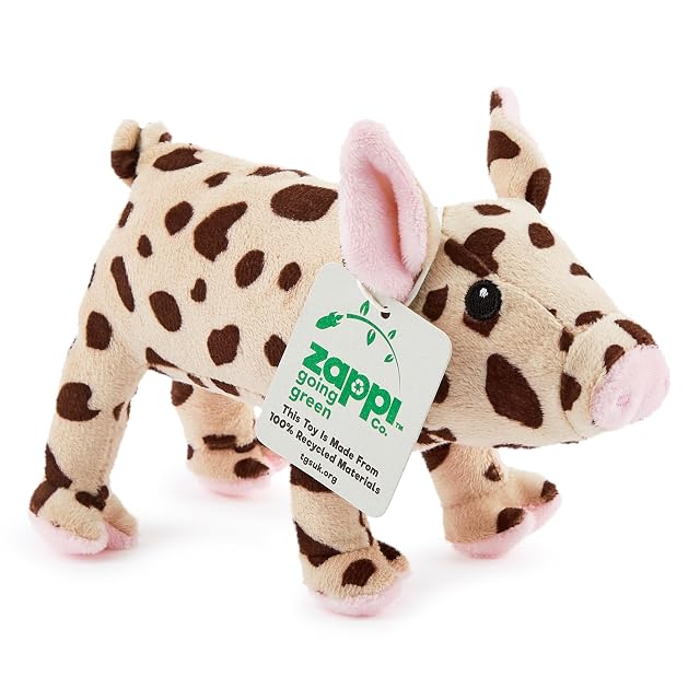 Zappi Co Peluche de Cerdo Manchado 100% Reciclado (17cm de Largo) Colección de Animales de Felpa Suaves, acogedores y ecológicos para el Primer niño recién Nacido