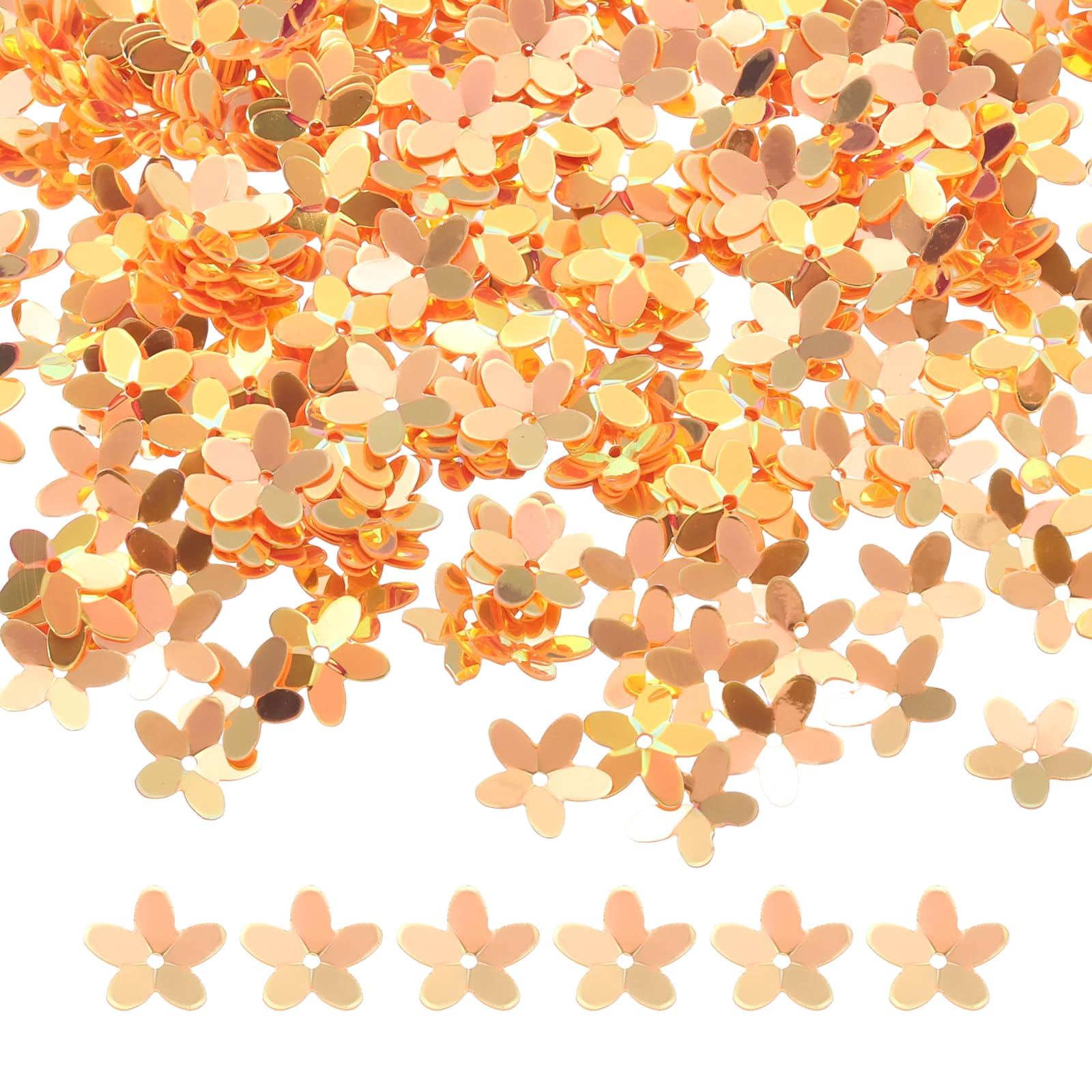 sourcing map 50 Gram Flower Loose Sequins 10mm Golden Orange — image 1