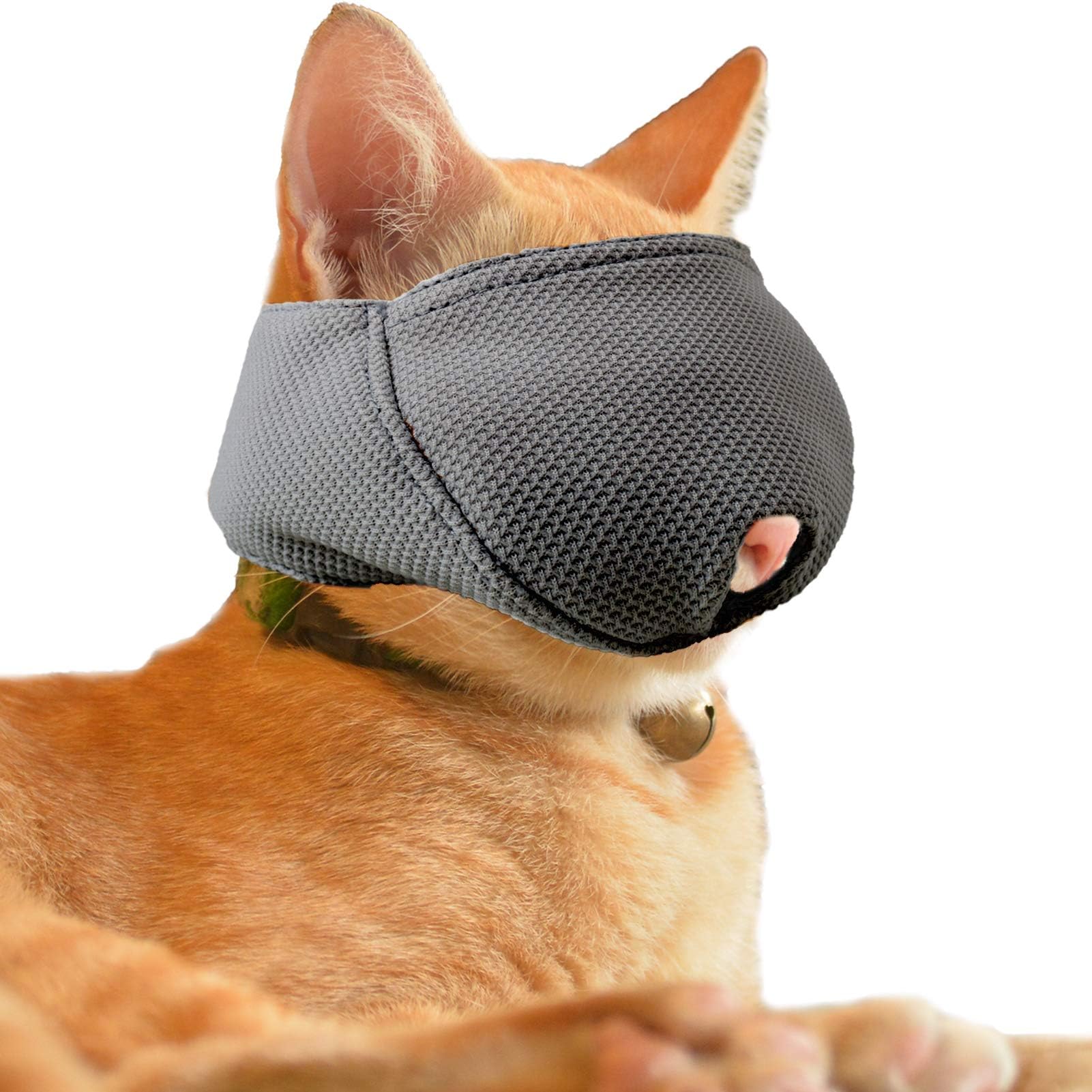 Cat Muzzle with Breathable Mesh, Cat Mouth Guard Muzzle for Prevent Biting Chewing Grooming (S-Black)
