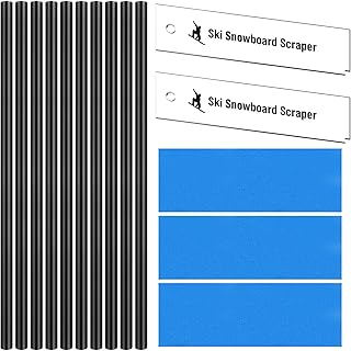 15 Pcs P-tex Ski Snowboard Base Repair Kit Including 2 Ski Wax Scraper 10 P-tex Rods and 3 Sanding Sponge for Skiing Snowboard Tuning Equipment Tools