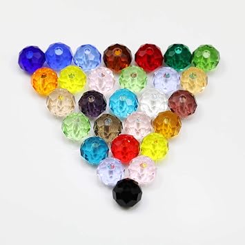حبات زجاجية من Briolette مقاس 6 مم من حبات Rondelle Crystal ، حبات DIY للحرف اليدوية للسوار متنوعة 24 لونًا مع صندوق حاويات (إجمالي 1200 قطعة)