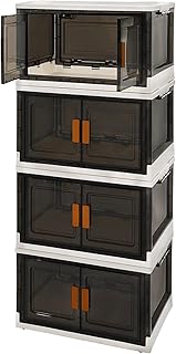 ABBAware 4er Set Aufbewahrungsbox mit Deckel, 71 Liter, jede Box stapelbar, faltbar mit Rollen zum mühelosen Transport. Praktische Öffnung zu 3 Seiten, Stapelbox aus PP-Kunststoff