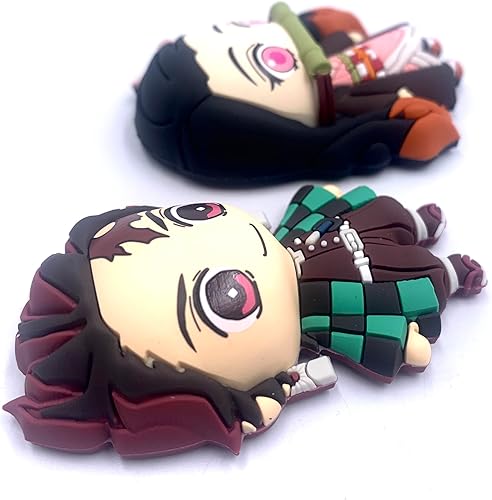 Miniatura 4 de Kimetsu no Yaiba Demon Slayer Tanjiro Kamado y Nezuko Kamado – Juego de 2 imanes de espuma 3D Demon Slayer – Paquete de imanes de manga de anime –