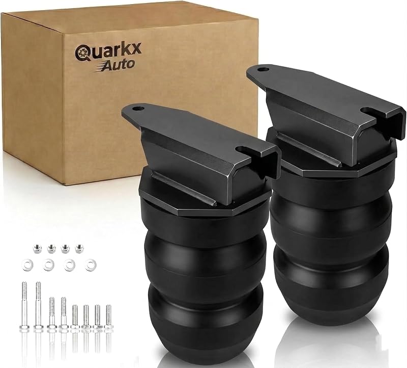 Kit de molas auxiliares de borracha para eixo traseiro Quarkx para Chevrolet Silverado e GMC Sierra 1500 HD e 2500 – 2 unidades