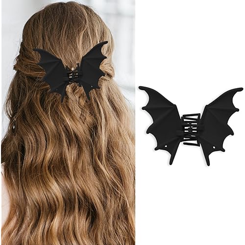 Halloween Bat Hair Clips for Women French Metal Bat Hair Claw Clips Matte Black Goth Accessories Gothic Barrettes Party Costumes Favors 1Pcs
