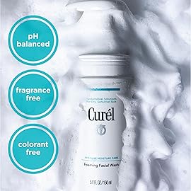 Curel Japanese Skin Care Foaming Daily Face Wash for Sensitive Skin, Hydrating Facial Cleanser for Dry Skin, pH-Balanced and Fragrance-Free, 5 Oz (Step 2 of 2-Step Skincare)