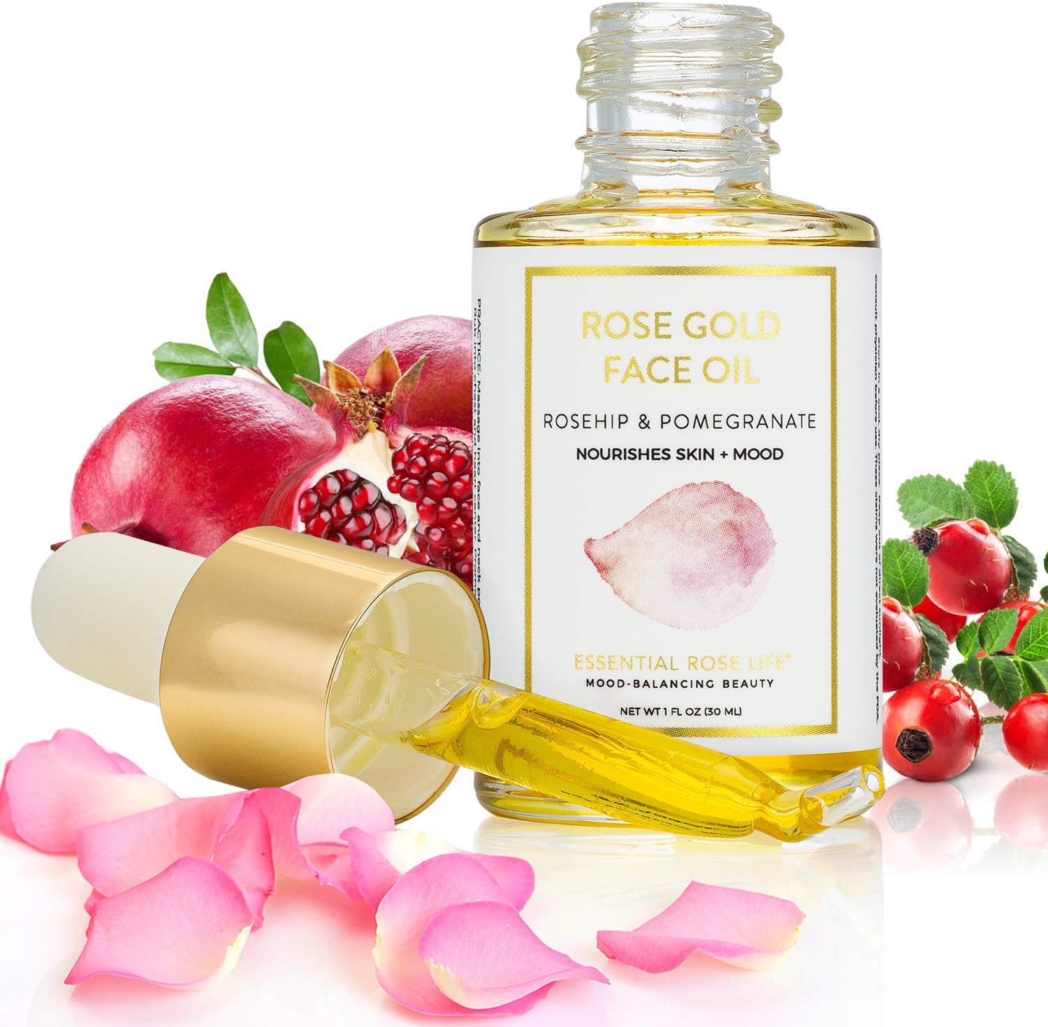 Rose Gold Face Oil | Moisturizing, Anti-Oxidant, Anti-Aging Face Oil | Argan, Pomegranate, Jojoba, & Rosehip Oils for…