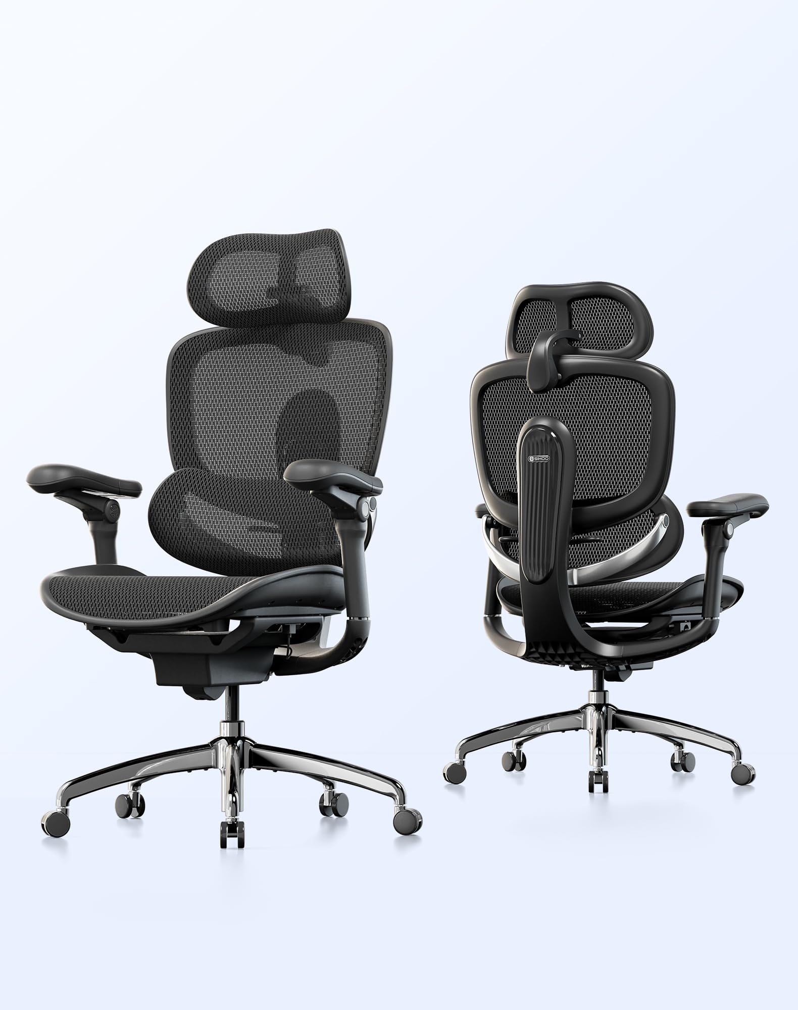 SIHOO Doro C300 Pro V2 Fauteuil de Bureau Ergonomique avec Double Support Lombaire Dynamique et Accoudoirs 6D Coordonnés – Réglable pour Home Office et Gaming, Noir