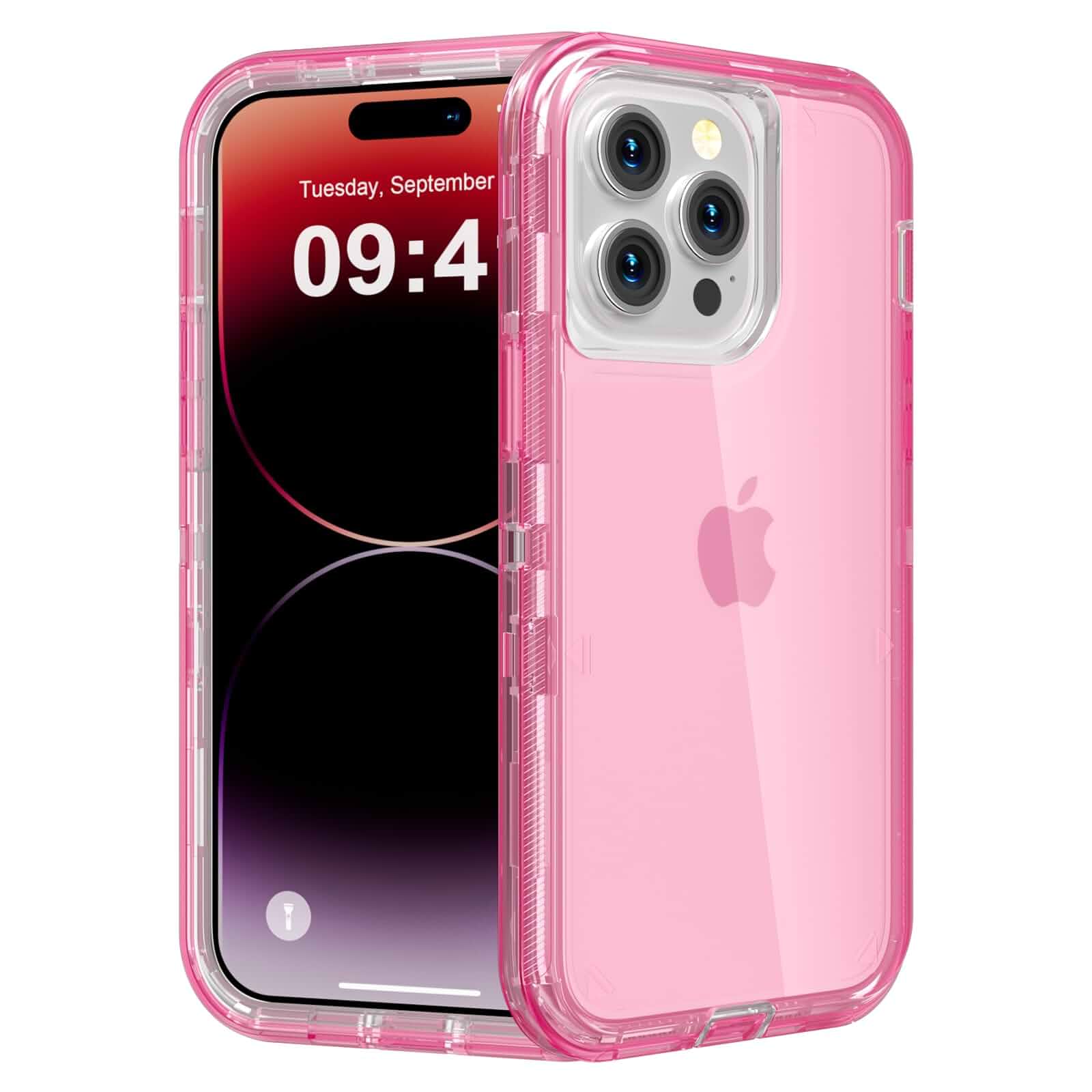 Follaroma for iPhone 14 Pro Max Case, Shockproof, Crystal Pink Heavy Duty Protection Phone Cases, Anti-Drop, Dual Layer Transparent Rugged Protective Cover, 6.7 inch