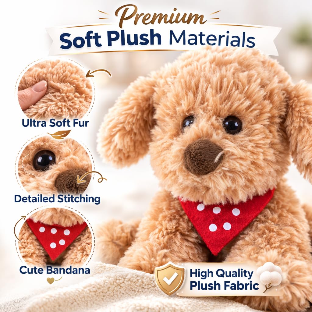 Playwrite Scruff The Dog Plüsch 20cm, Scruffs The Cockapoo, Hündchen mit gepunktetem Halstuch.NEUGEBOREN