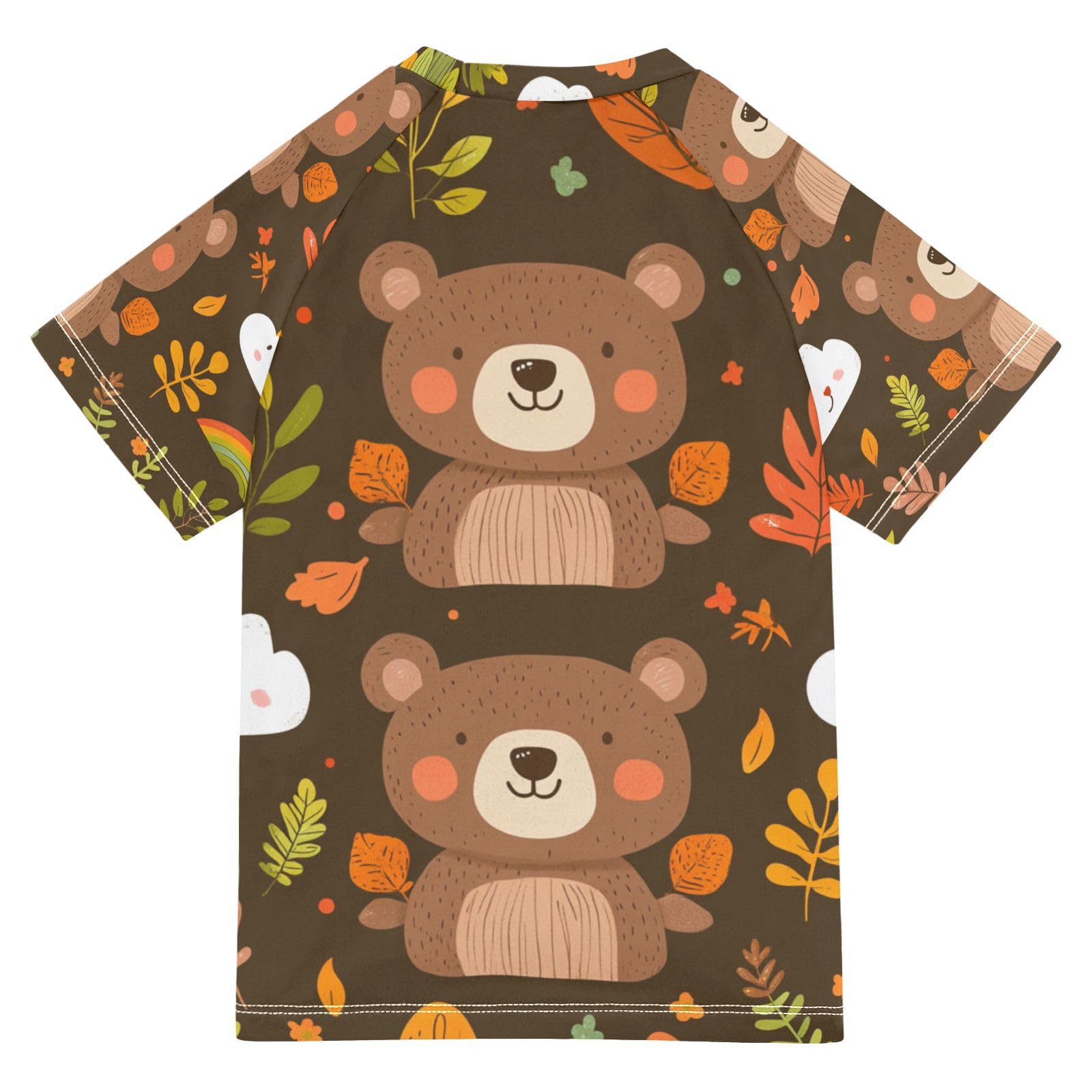 Jucciaco Boys Swimsuit Bear Rainbow Cartoon Sunscreen Kids Sun Rashguard Short Sleeve T-Shirts Swimwear Sets UPF 50+