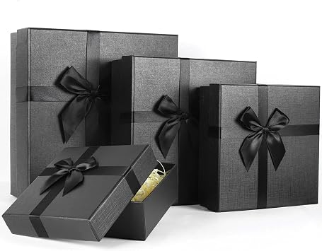 Gift Box Set, Nested Square Gift Boxes Set Black