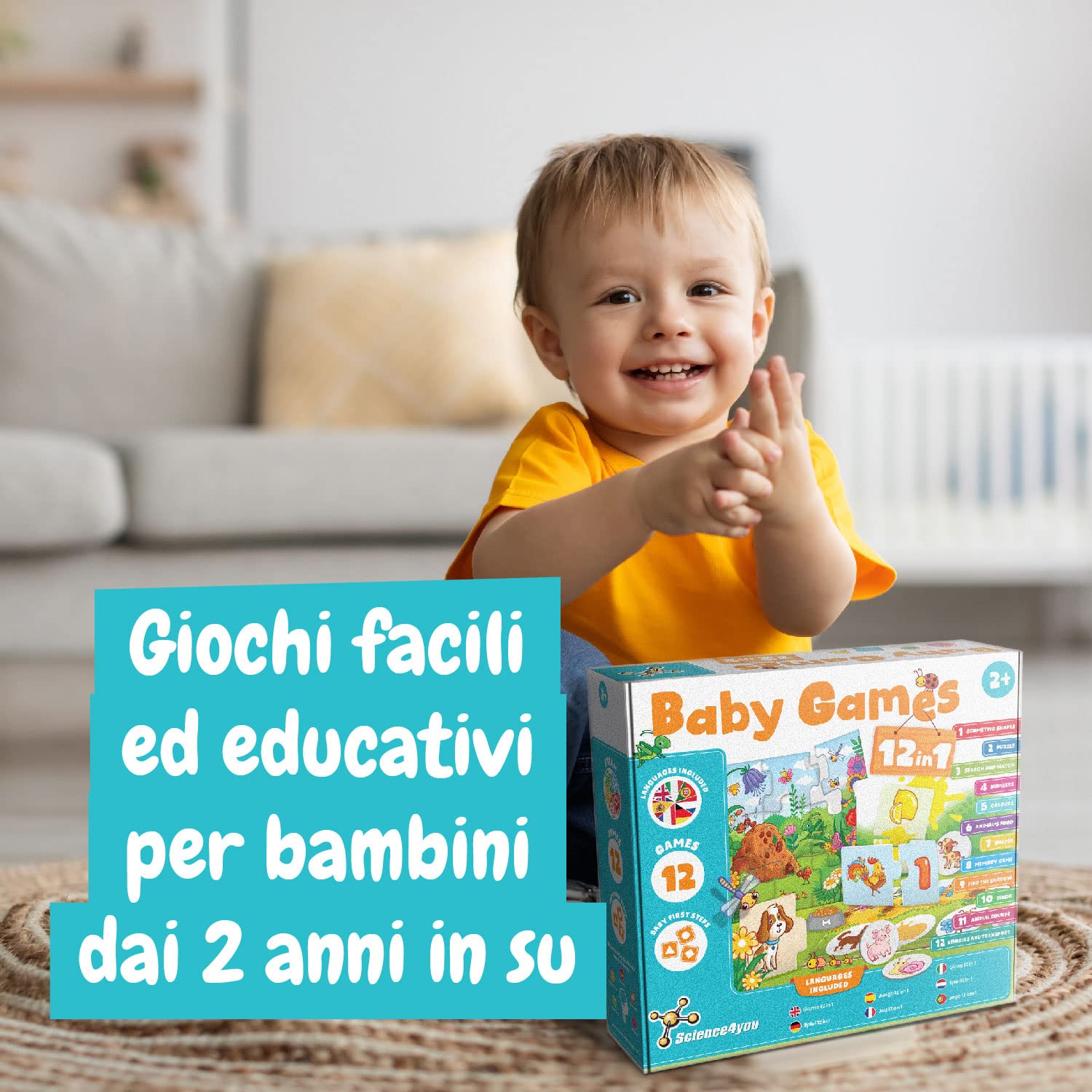 Science4you Giochi per Bambini 12 in 1 - Giochi Educativi 2 3+ Anni, 12+ Giochi da Tavolo Divertenti per Bambini: Moduli, Puzzle, Colori e Molto Altro, Regalo per Bambina e Bambino 2 3+ Anni