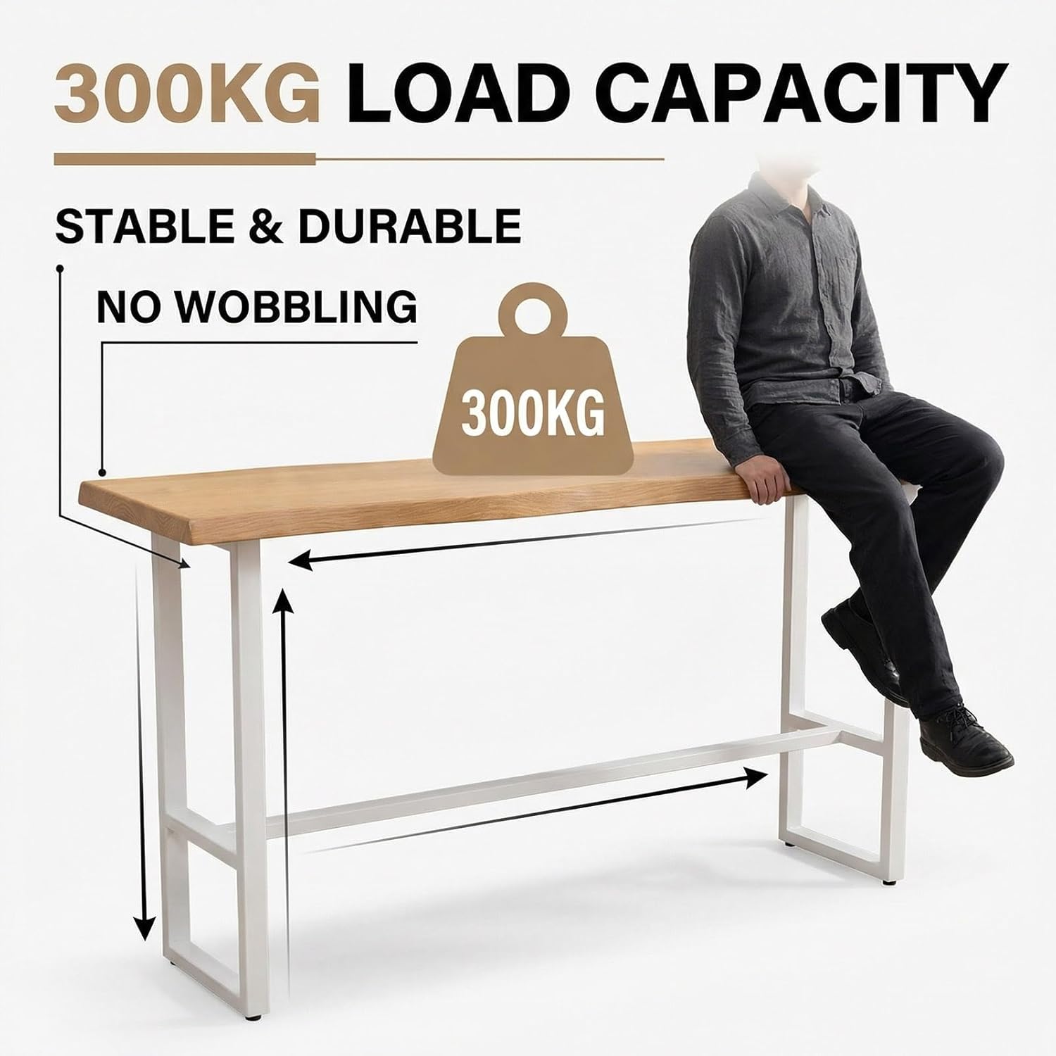 Bar Table,Kitchen Breakfast Bar,Breakfast Bar Table with Footrest,Solid Wood,Easy Assembly,Durable Construction,for Small Spaces Breakfast Nook,Home Kitchen Dining,Pub