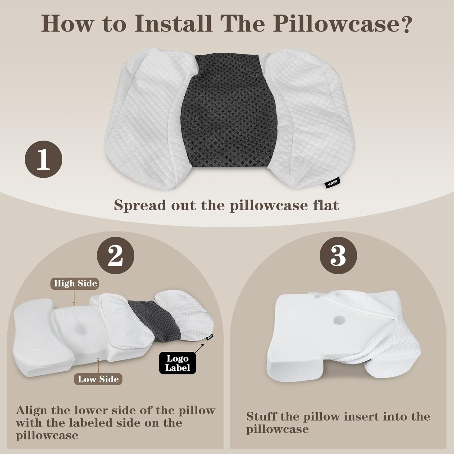 HOMCA Beauty Pillow for Back Sleeper, Memory Foam Back Sleeping Cervical Neck Pillow Reduces Pressure on Skin, Wrinkle Prevention, Ergonomic Design for Neck and Shoulder Pain Relief - Image 8