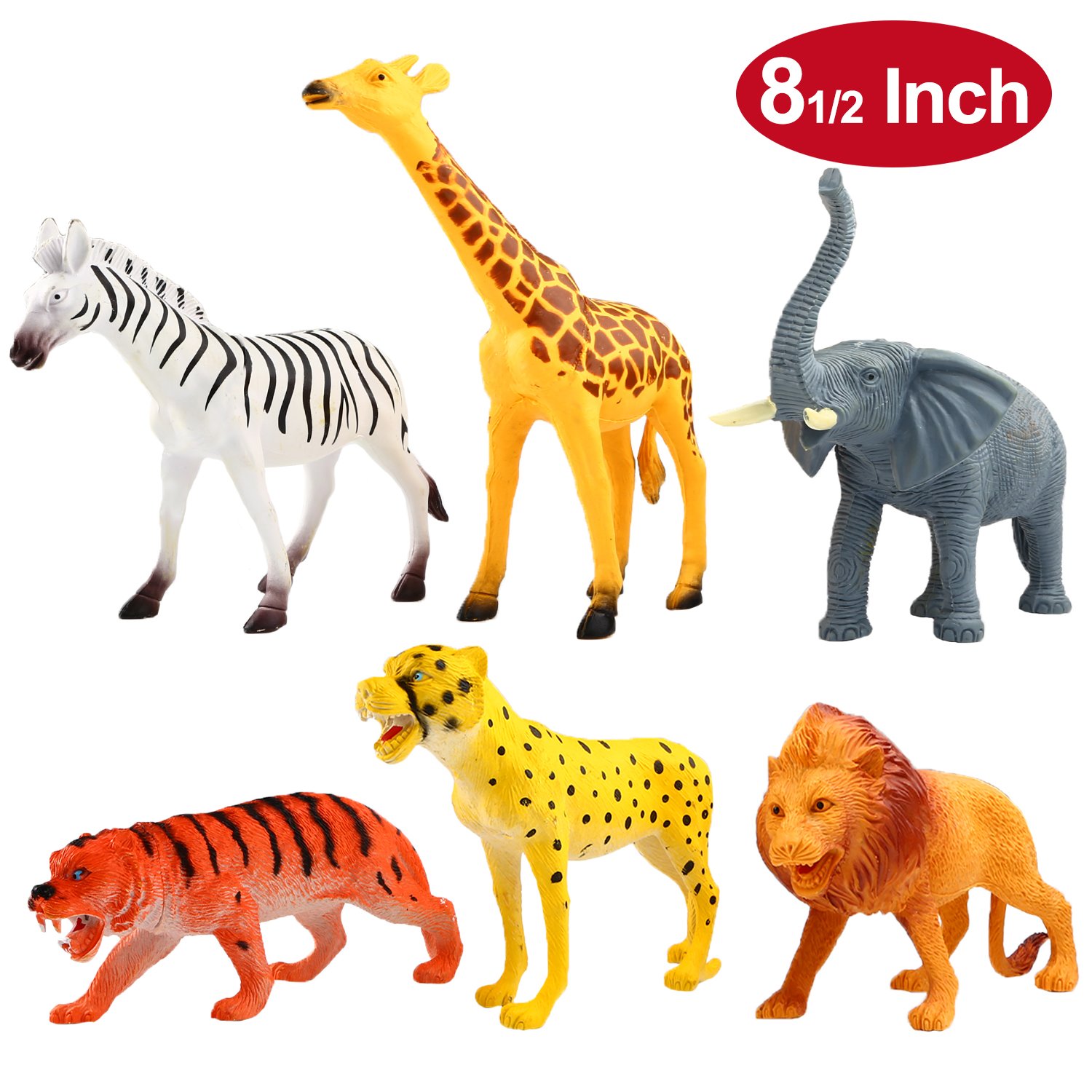 Animal Figure,8 Inch Jumbo Jungle Animal Toy Set(12 Piece),Yeonha Toys