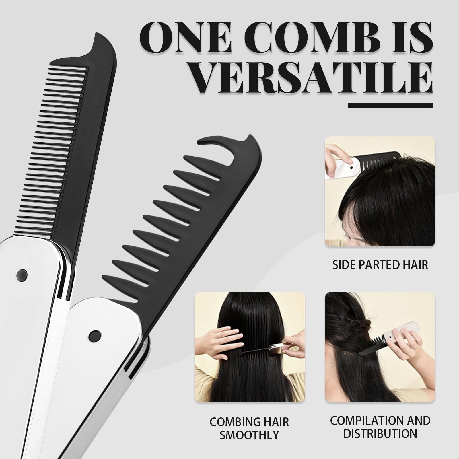 Modixun 2 Pack Travel Foldable Comb and Hair Brush with Mirror, Wide + Fine Tooth Comb - Image 4