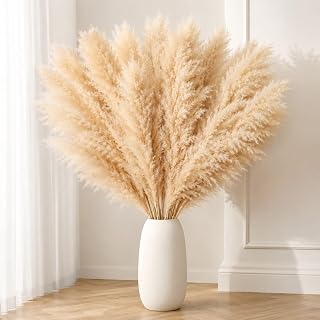 10 Stück Pampasgras Groß - DATEFUN Pampasgras XXL Natürliche & Flauschige - Trockenblumen Herbst Boho Deko 100CM - für Herbstdeko, Hochzeitdeko, Wohnzimmer, Schlafzimmer Deko