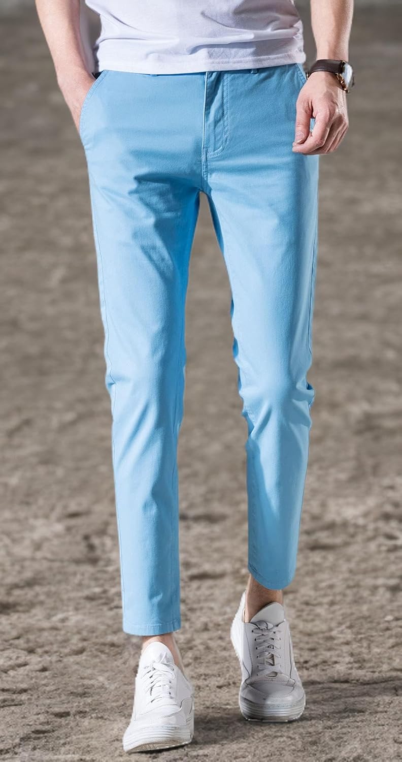 Men‘s Cropped Chino Pants Skinny Fit Chinos Khaki Pant - Image 6