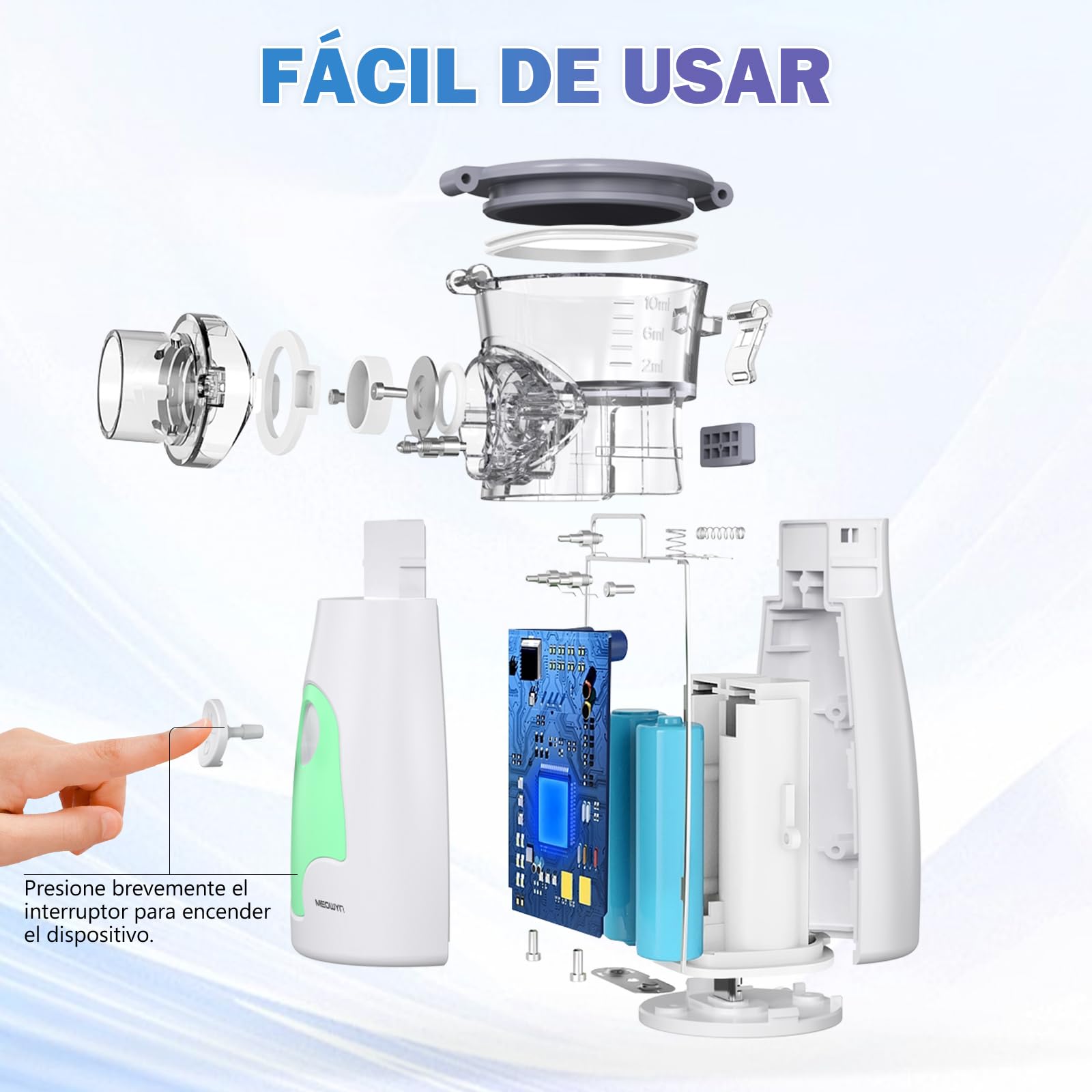 Meowyn Nebulizador, Nebulizador portátil para adultos niños y bebe, nebulizable recargable con 2 tasa de atomiajust, silencioso, 2 máscaras y 1 boquilla incluyen para el hogar y el uso de viaje