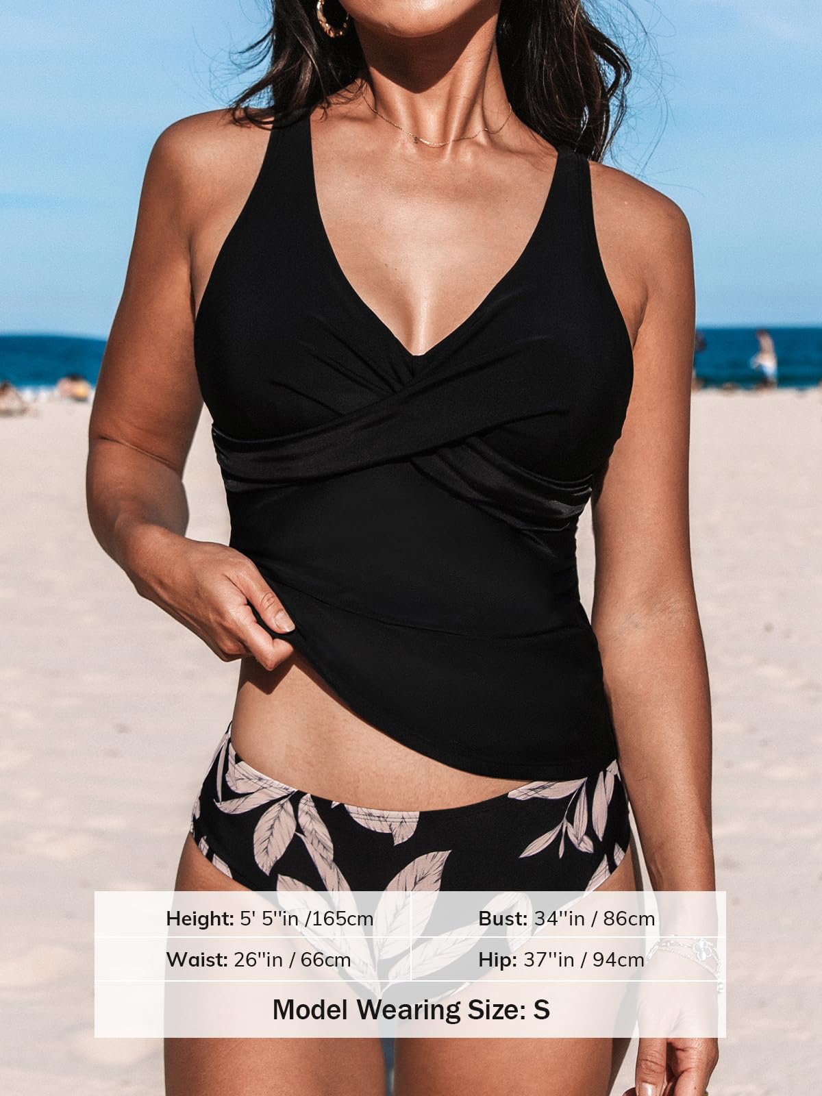 CUPSHE Conjunto de tankini para mujer, traje de baño de dos piezas, fruncido frontal
