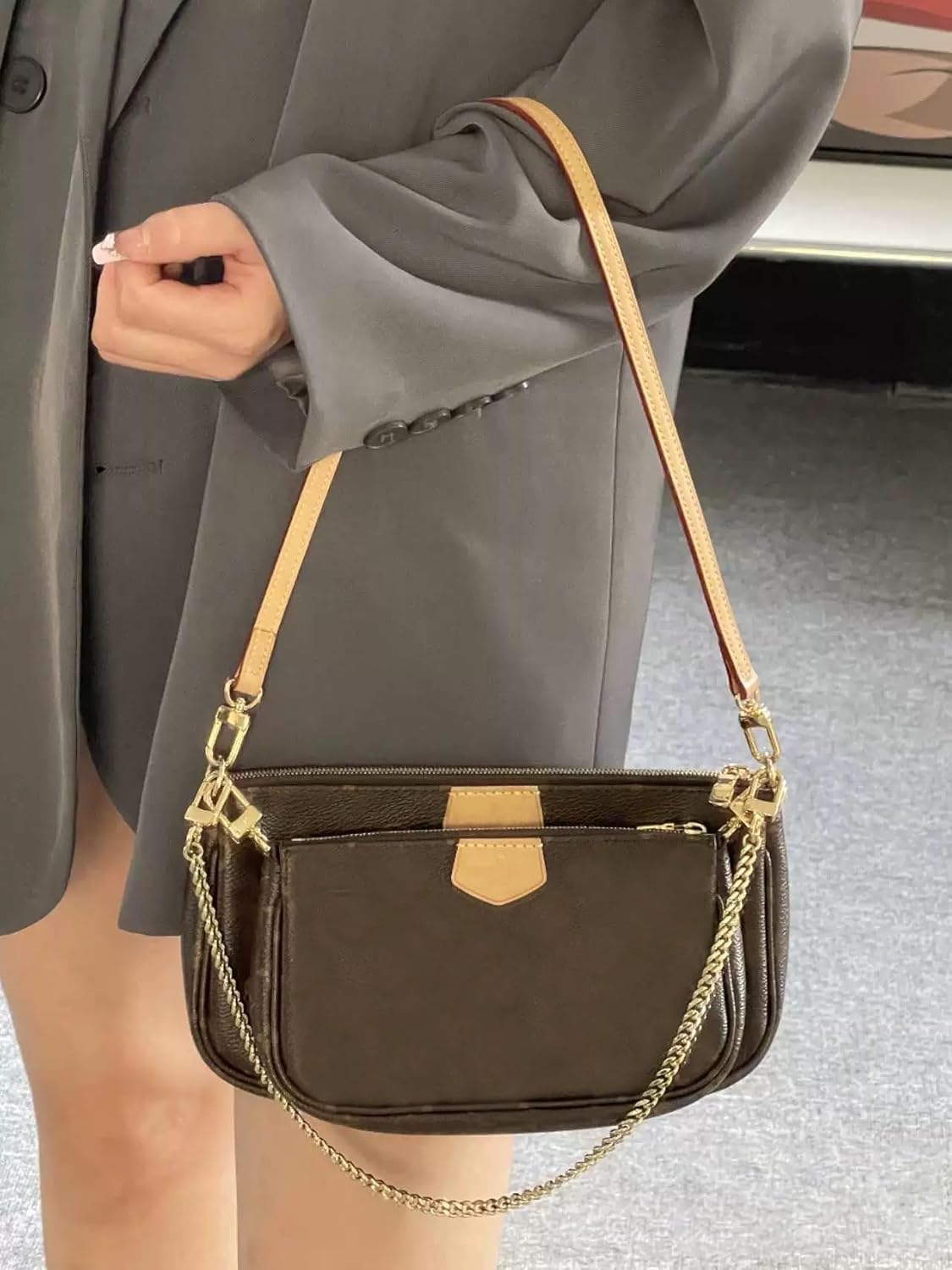 Genuine Vachetta Leather Strap Replacement Thin short Vachetta Leather Shoulder Straps for Multi Pochette (Apricot Length 26” Width 0.47“) - Image 7