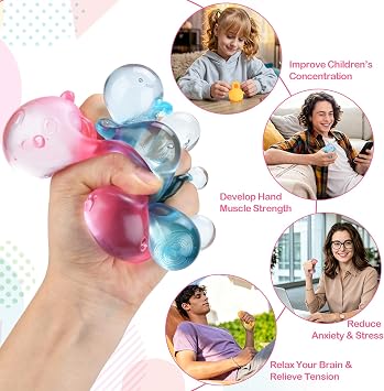 Squishies Bear&Duck Fidget Toys Squeeze Set,Sensory Toys for Kids & Adults
