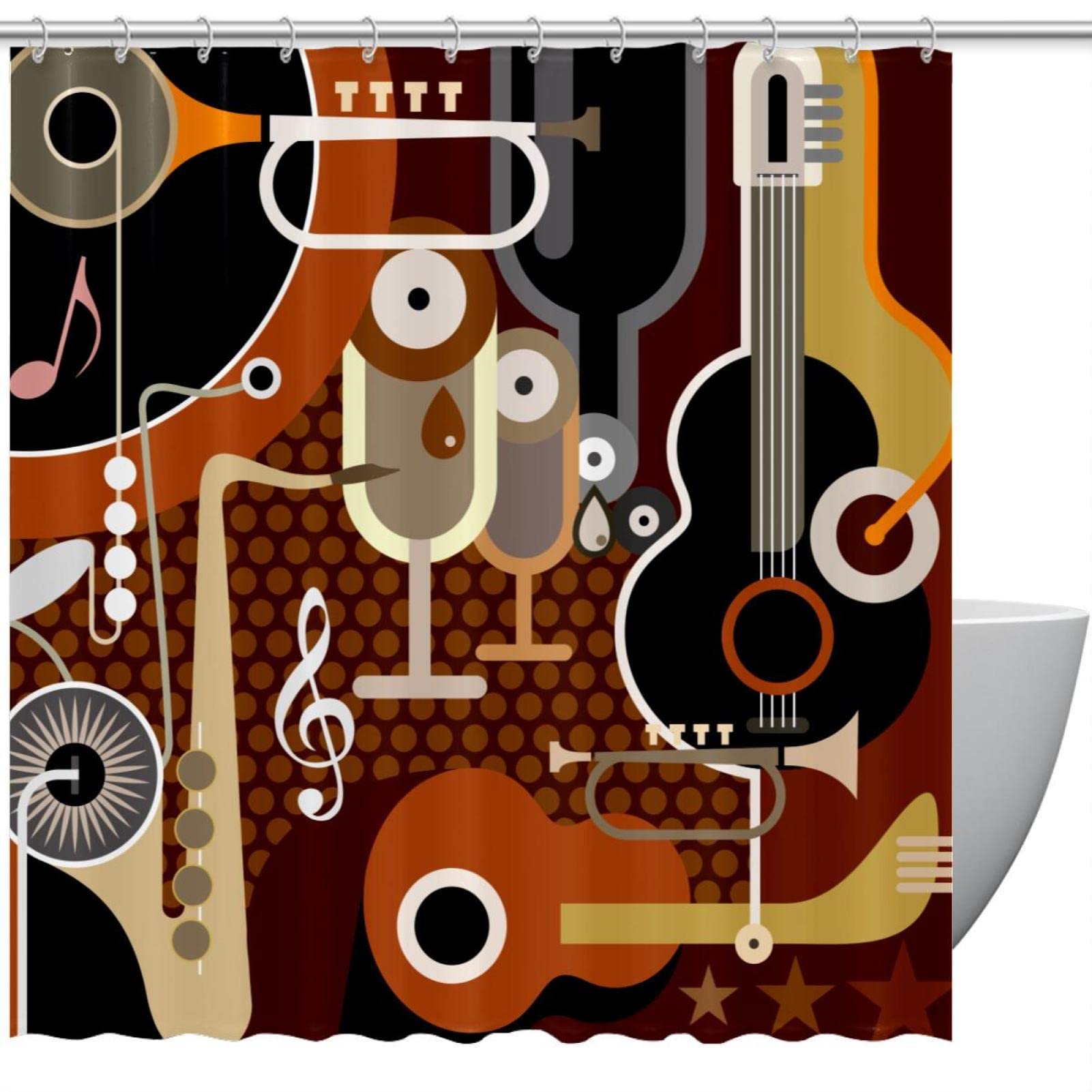 Rideau de douche motif abstrait musical de 183 cm en textile élégant et durable