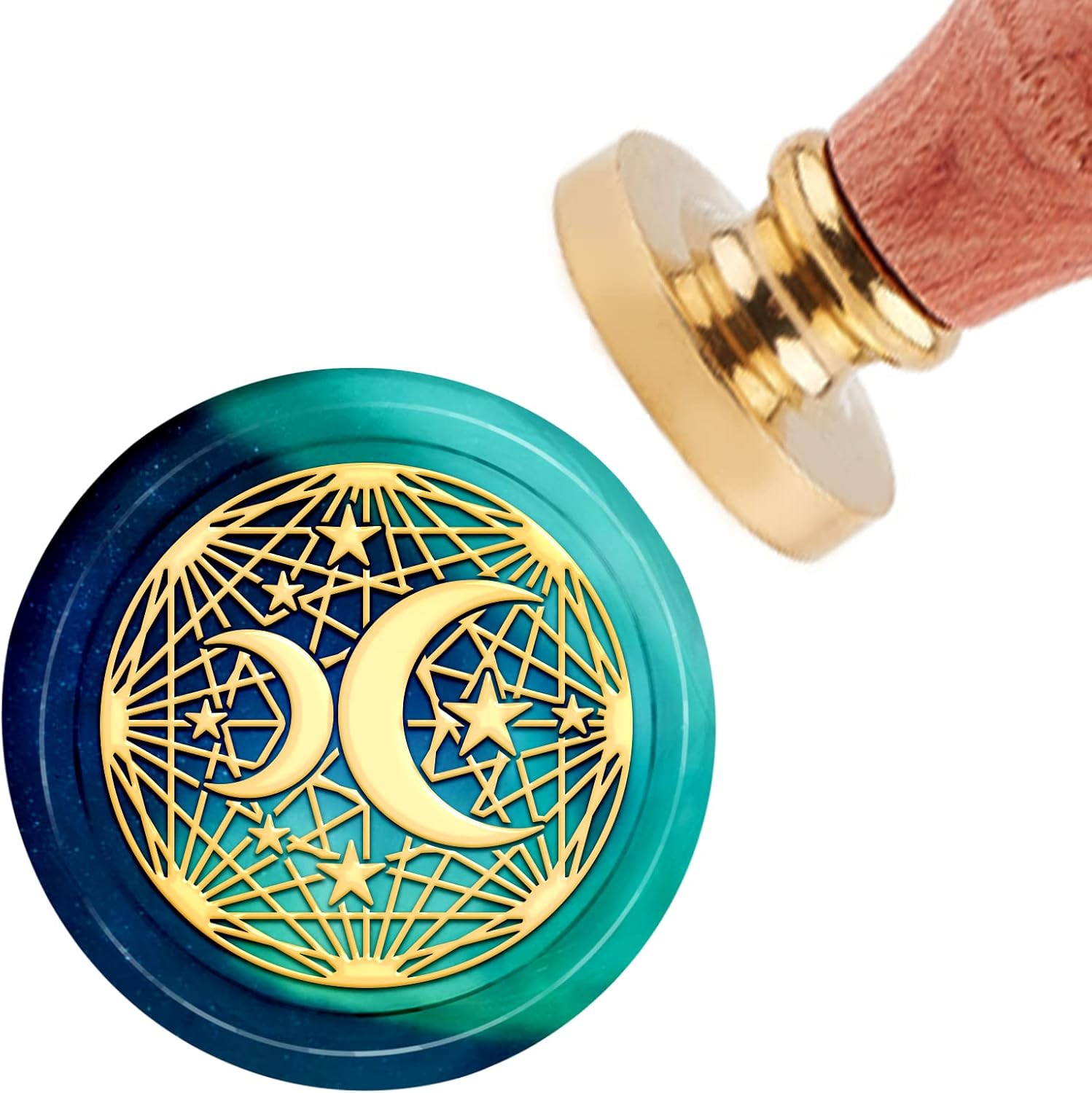 Craspire シーリングスタンプ 星月と魔法陣 ワックスシールスタンプ シーリングワックス スタンプ 30mm 封印 真鍮ヘッド 木製ハンドル 取り外し可能 封蝋 レター 結婚式 招待状 メッセージカード 手紙 初心者 Cafe Du Jardin Com
