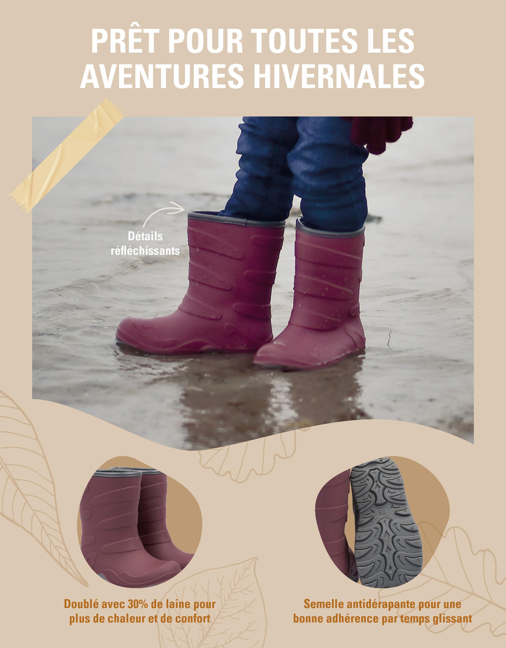 Mikk-line Thermostiefel | Winterstiefel Thermo Gummistiefel | Gefüttert | Wasserdicht | Warm Und Isolierend | Winddicht | Thermostiefel aus Naturgummi | Ultra Warm | Schneestiefel