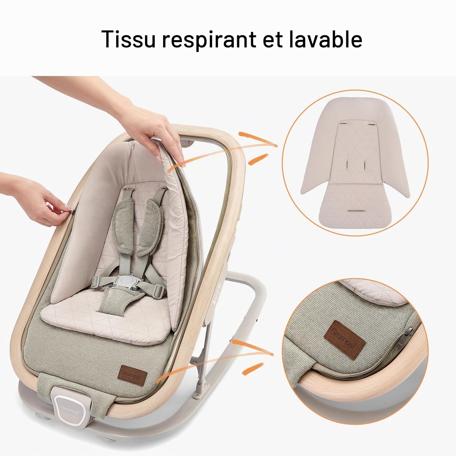 Gromast Transat 2-en-1 pour bébés, transat portable à 3 positions d'inclinaison, avec jouets suspendus et sac de transport - Vert