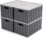 Citylife 65L Collapsible Storage Bins with Lids Plastic Storage Containers for Organizing Stackable Storage Box Large Heavy Duty Utility Crates, 2 Packs
