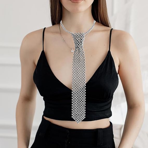 LJBFNN Pearls Neck Tie, Artificial Pearl Womens Ties Handmade Weaving Necklace Beaded Necktie for Women Uniform Shirt