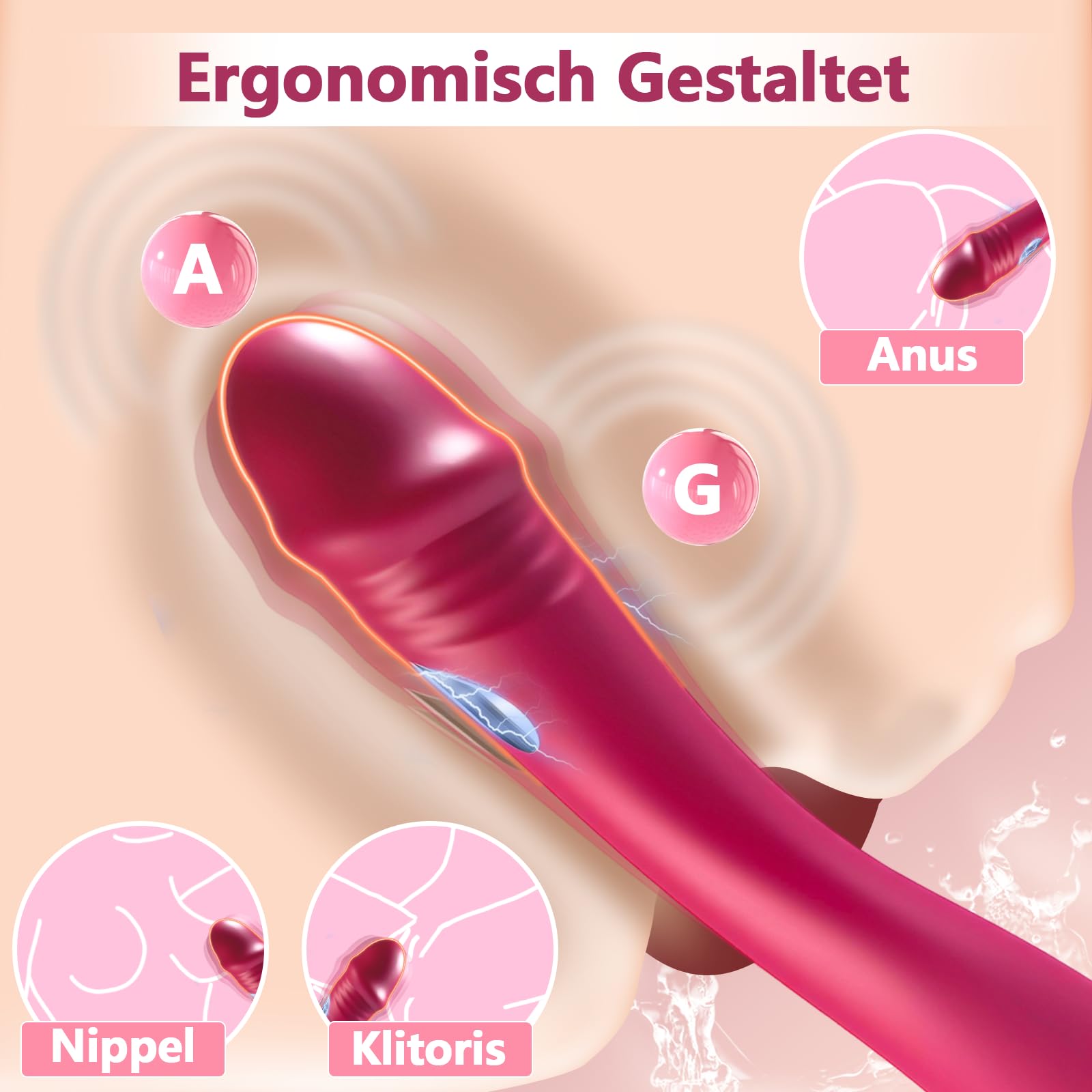 Vibrador para Electroestimulación Vibradorador Mujer Juguetes con 7 Modos de Vibradores y Electroshock Estimulación Femenino Sex Toýs Estimulador del Clítoris y Punto G Dildo Vagina Vibradores