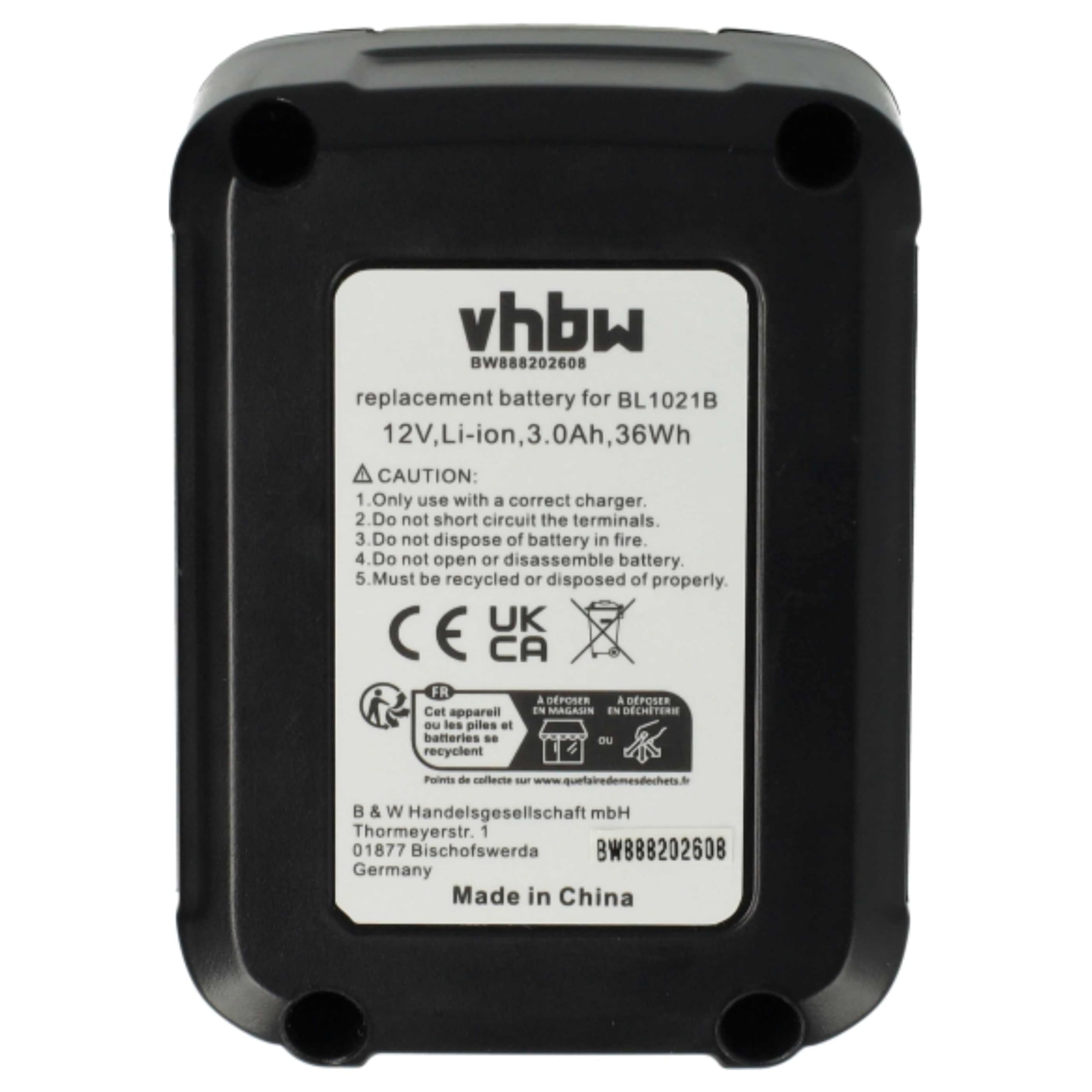 vhbw Bateria 3 x kompatybilna z Makita RM02, RJ03Z, RJ03, PT354DZJ, RJ03R1, SD100DSAJ, SD100D, SD100 elektronarzędzia (3000 mAh, Li-Ion, 12 V)