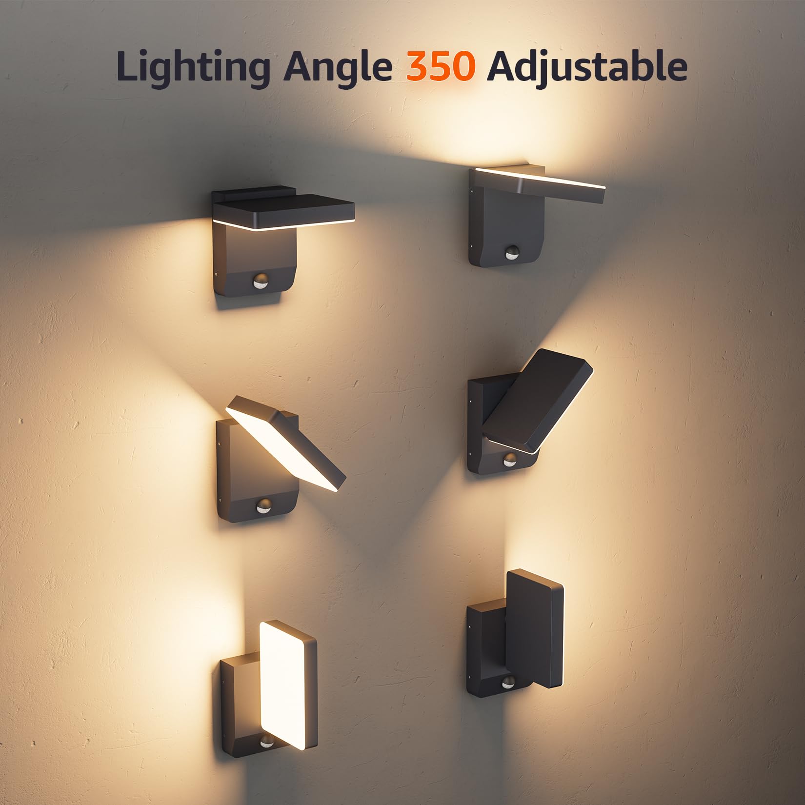K-Bright 20W Aussenleuchte Mit Bewegungsmelder Anthrazit RAL 7016 | 3000K Warmes Licht aussenlampe mit bewegungsmelder, IP65 Waterproof Wandleuchte für Balkon, Garten, Garage, Wege und Haustür