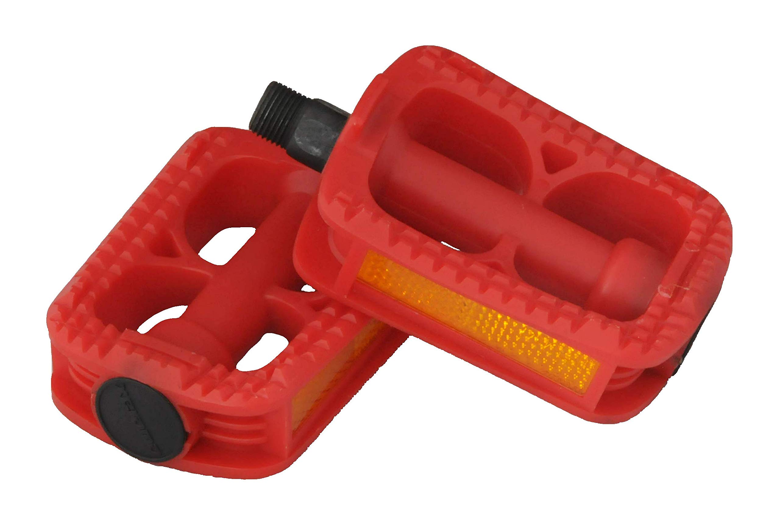 Ammaco Xeromo 9/16” Plastic Junior Pedals Colour Red Double Reflector Kids BMX Bike