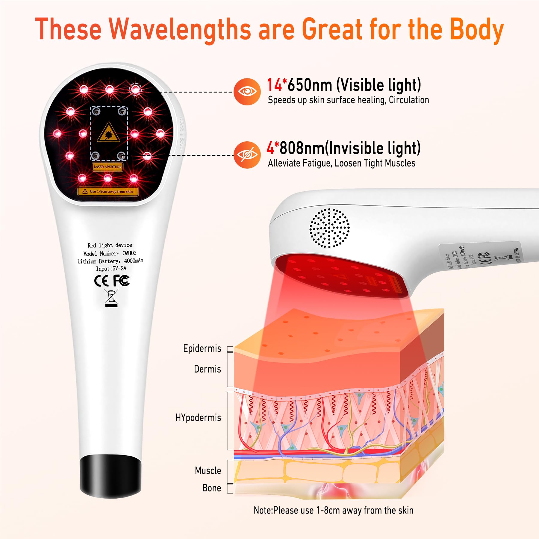 VAYALT Dispositivo Terapia Luz Roja, Terapia Luz Roja para Aliviar Dolores Musculares y Articulares Agudos, Terapia Luz Roja para Rostro Cuerpo, PortáTil Terapia Luz Roja para Mascotas