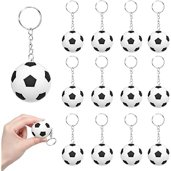Meanju Pack of 12 Football Keyrings Boys Football Gifts Boys Stress Ball Football Keyring Mini Football Pendant Football Fans Gift Key Ring