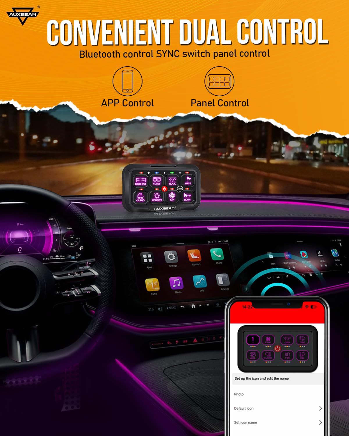 Amazon.co.jp: Auxbeam スイッチパネル AR-800 Bluetooth 8ギャング